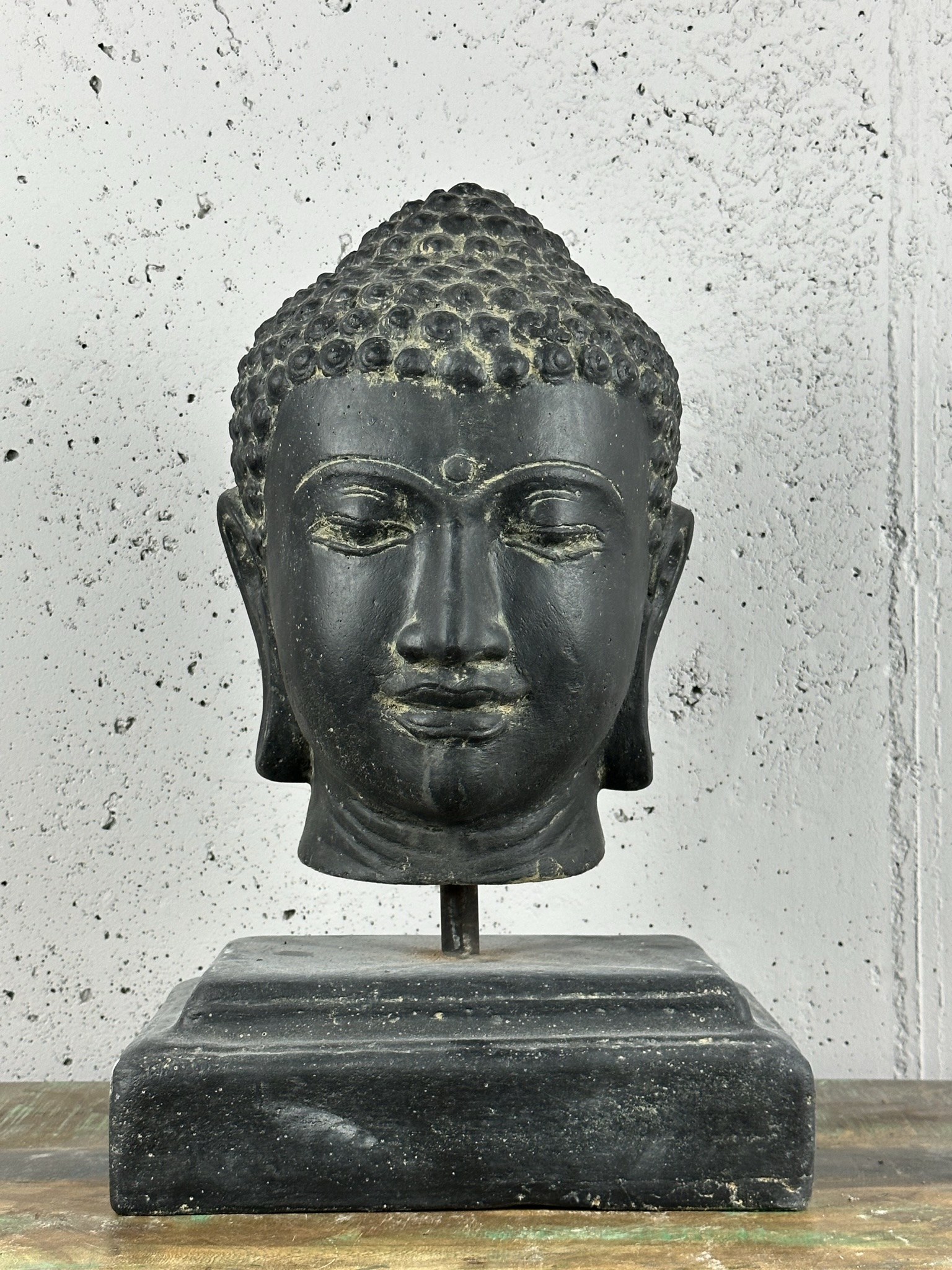 BUDDHA KOPF auf Steinplatte 45cm